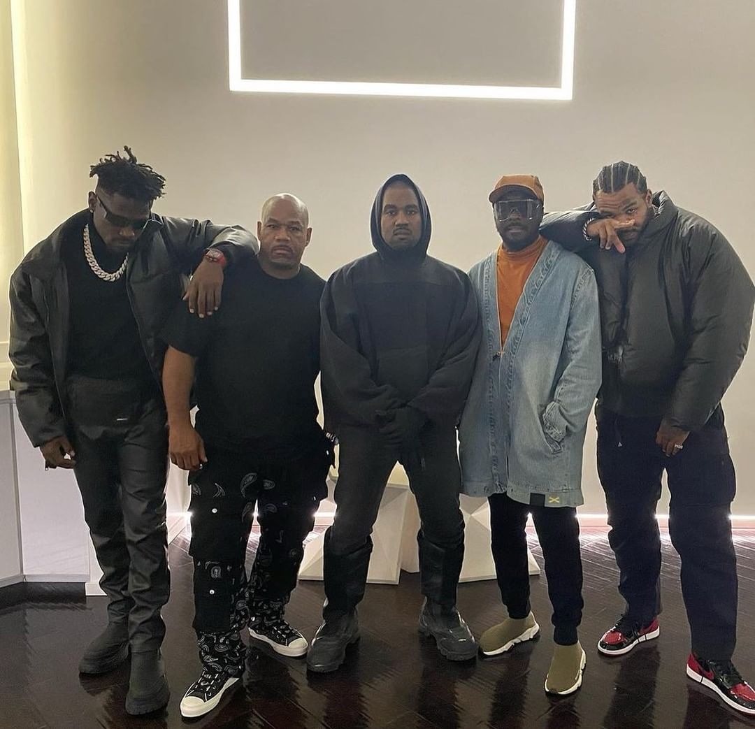 kanye wearing yeezy gap hoodie