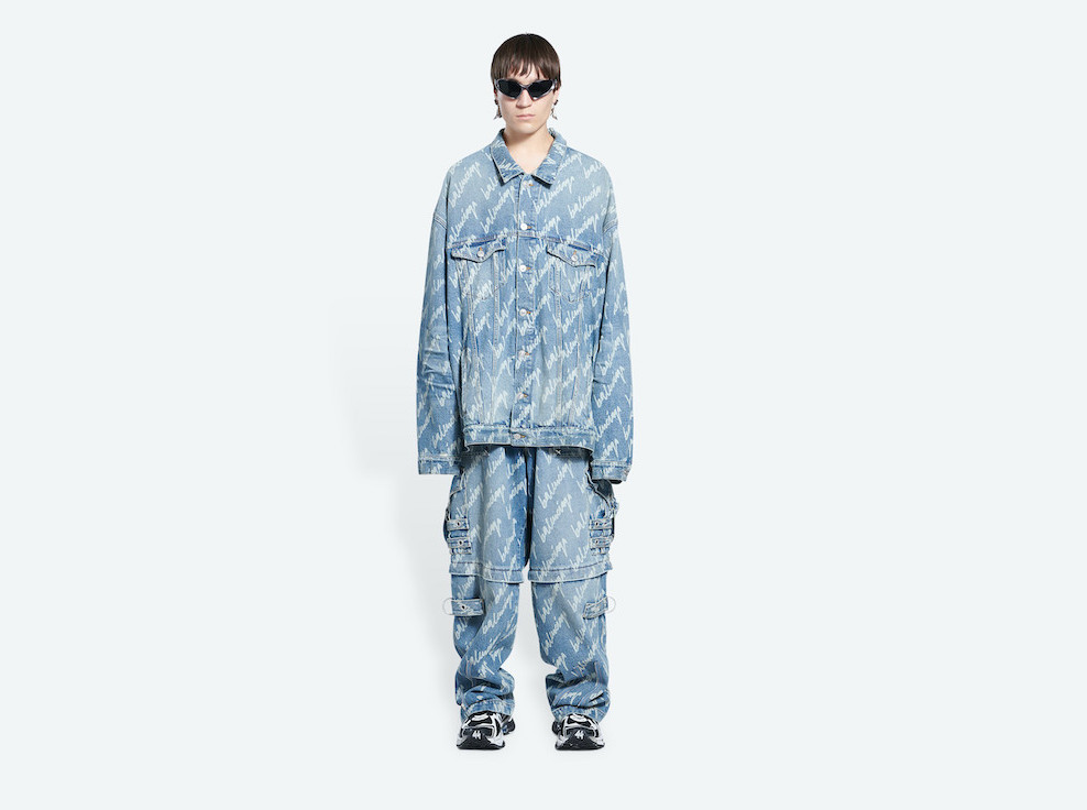 PAUSE or Skip: Balenciaga Allover Logo Denim Set