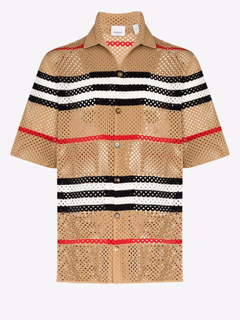 PAUSE or Skip: Burberry Malet Icon Stripe Pointelle Knit Shirt