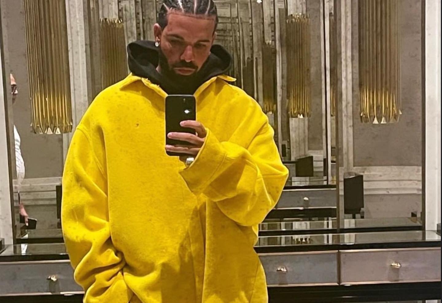 SPOTTED: Drake Shares a Selfie in Raf Simons Oversized Shirt