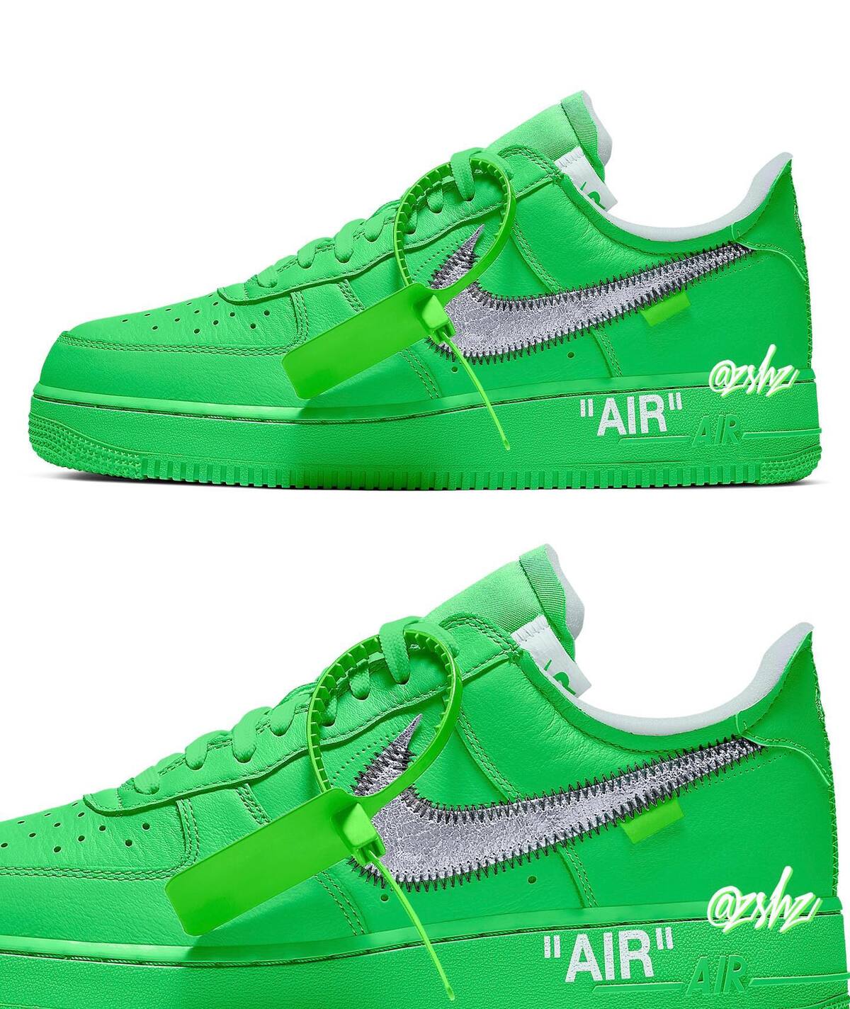 Nike x Off-White - Authenticated Air Force 1 Trainer - Leather Green Plain for Men, Never Worn
