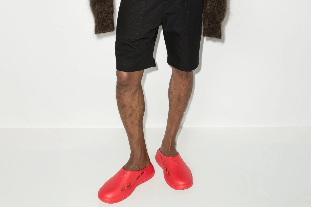PAUSE or Skip: Prada Red Mellow Logo Rubber Slippers