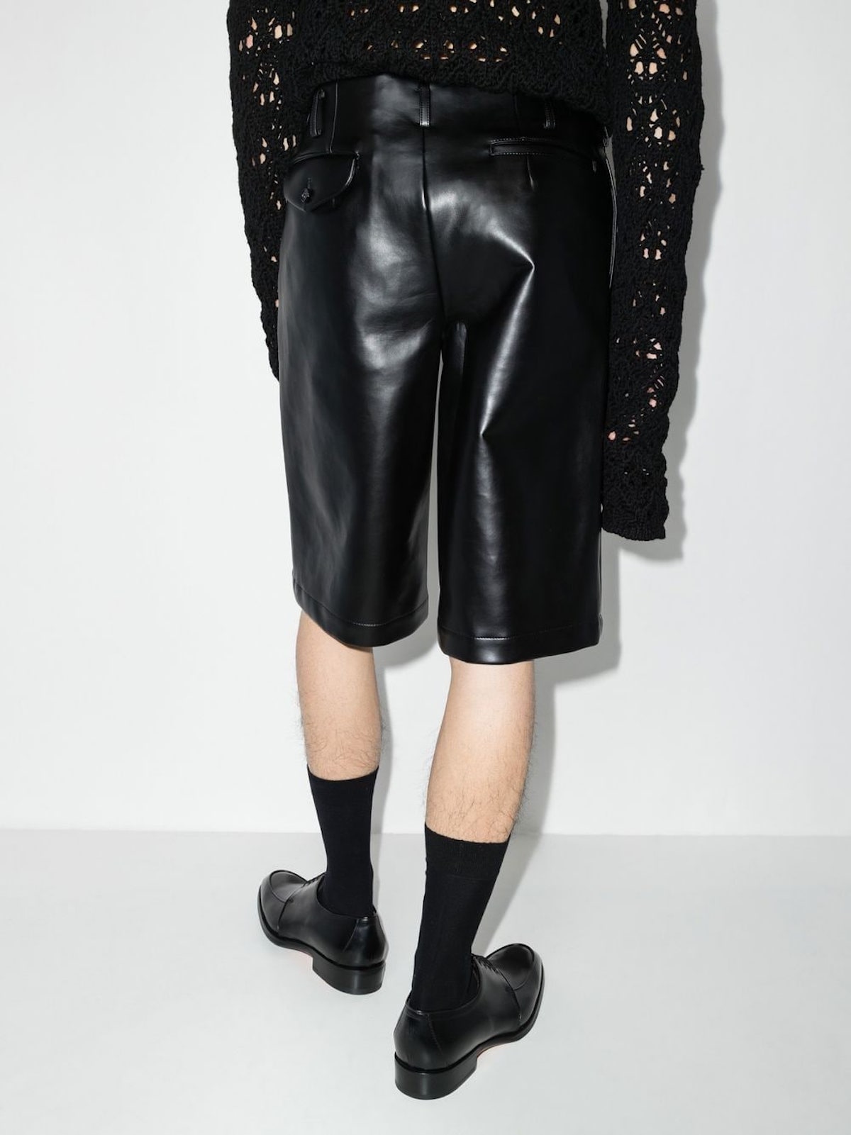 PAUSE or Skip Comme Des Gar ons Homme Plus Faux Leather Shorts