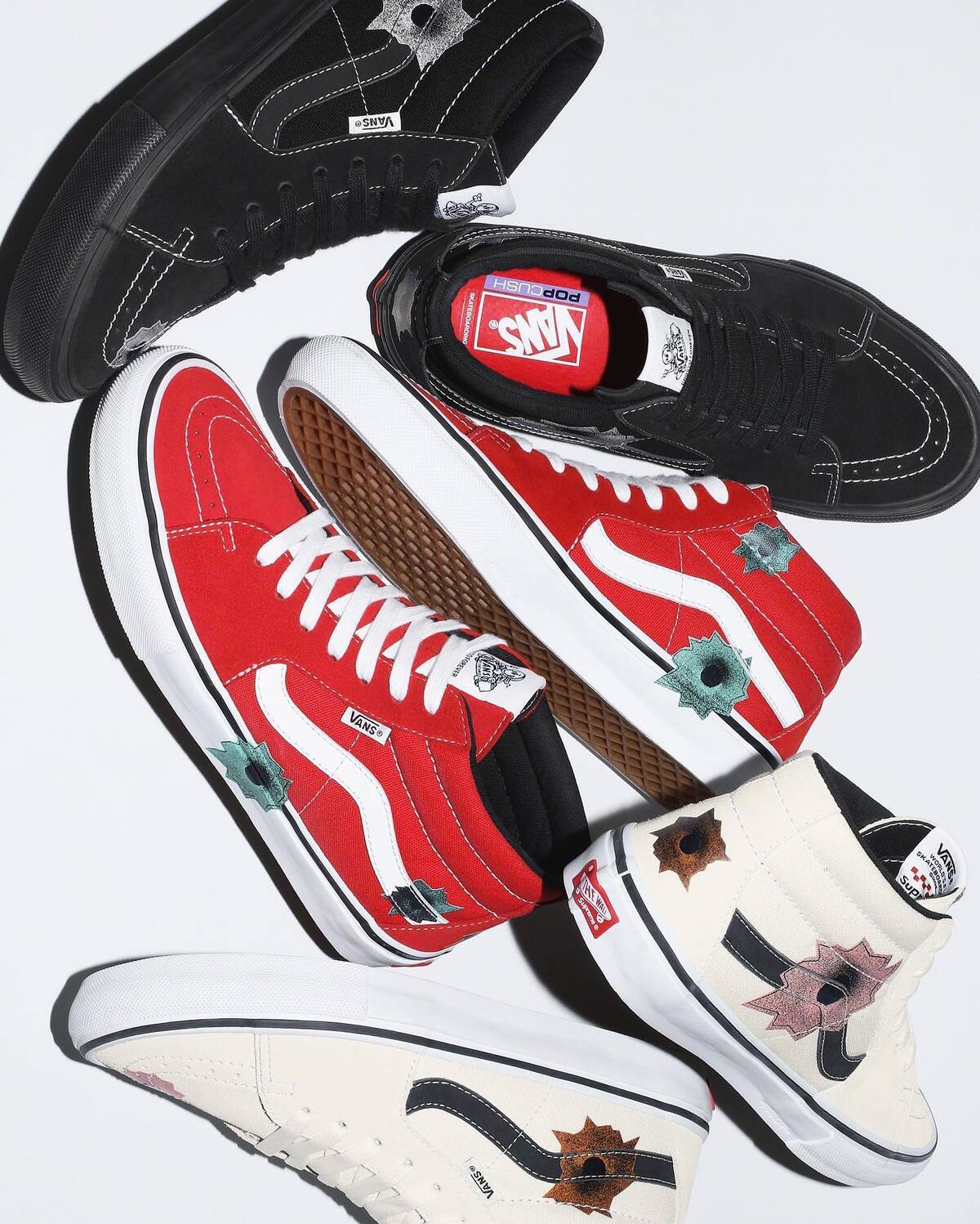 Supreme/Vans/Nate Lowman Skate Grosso Mid in hand look. This