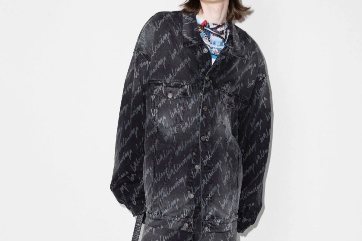 PAUSE or Skip: Balenciaga Logo Print Oversized Denim Jacket