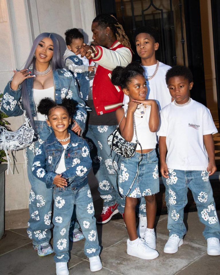 SPOTTED: Cardi B & Offset Pose For A Family Flick In Full Denim Tears ...