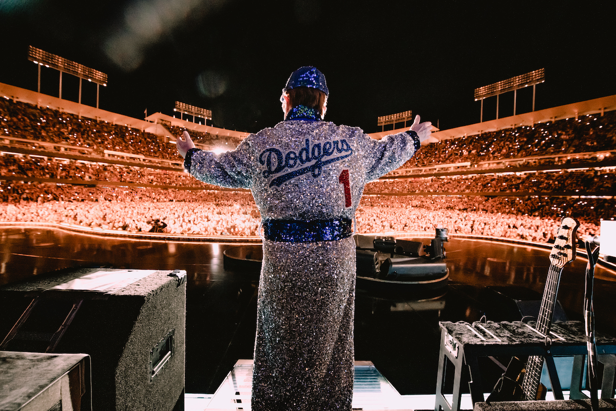 SPOTTED: Elton John Shines in Gucci at Dodgers Stadium