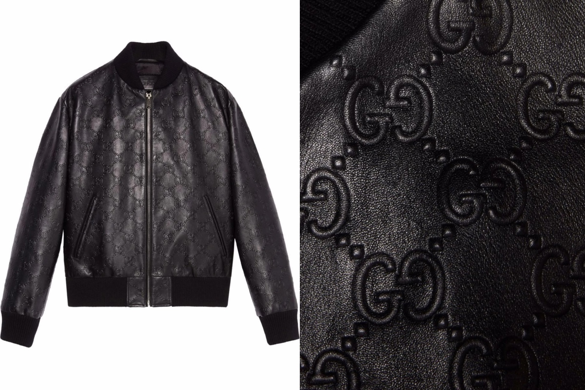 PAUSE or Skip: Gucci Black GG Debossed Leather Jacket