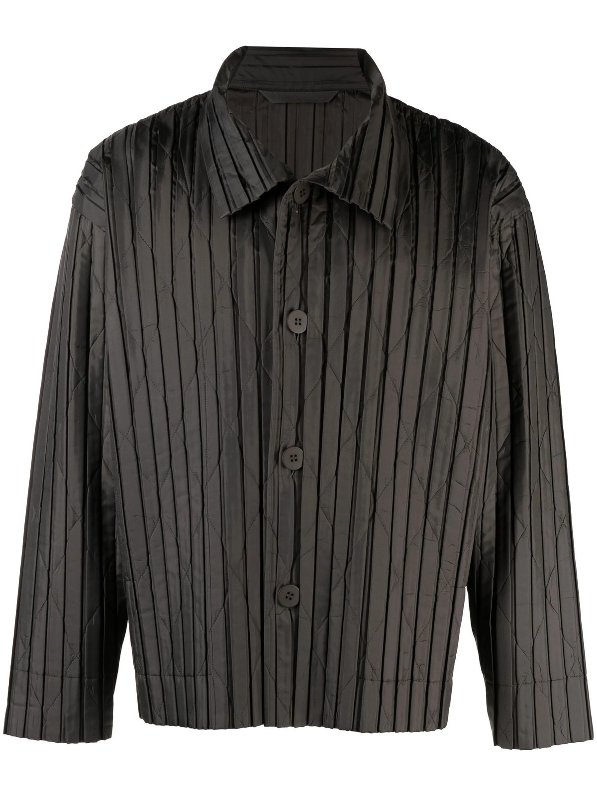 PAUSE or Skip: Homme Plissé Issey Miyake Grey Pleated Padded Shirt