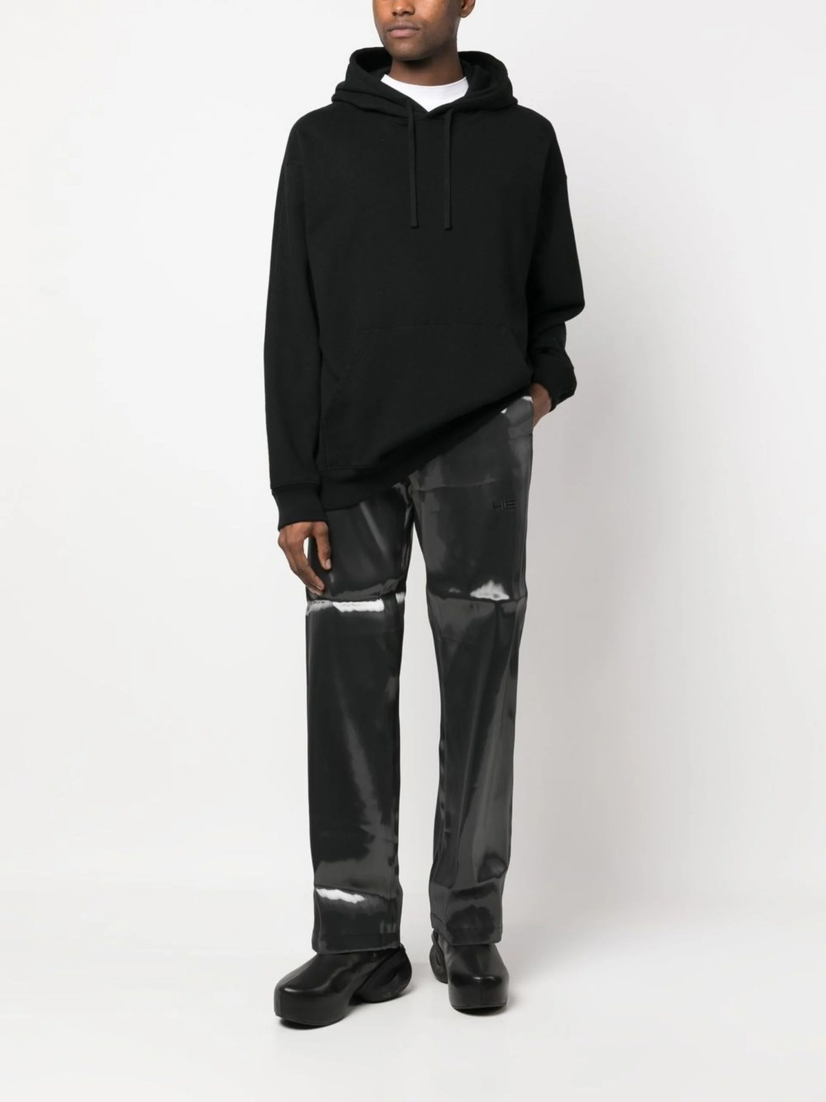 PAUSE or Skip: HELIOT EMIL Grey Embroidered Logo Straight-Leg Trousers ...