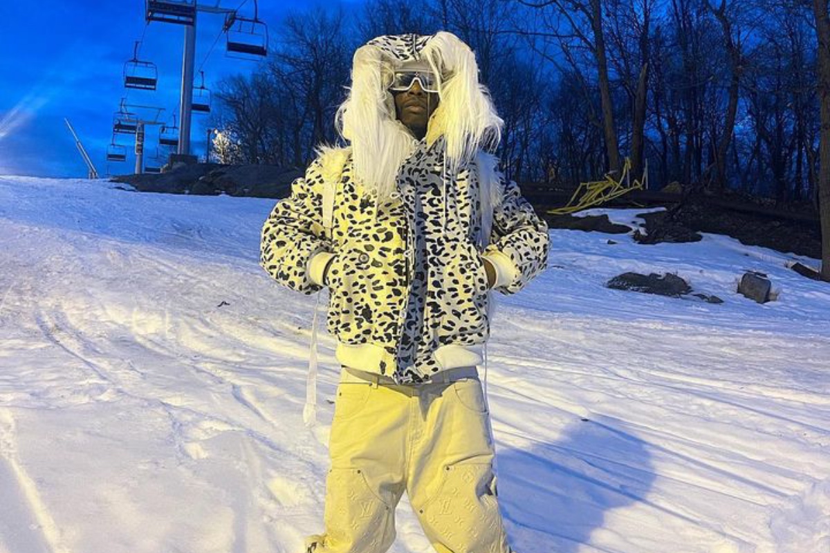 SPOTTED: Bloody Osiris Posts Up in a Snowy NYC Wearing Louis Vuitton Ensemble