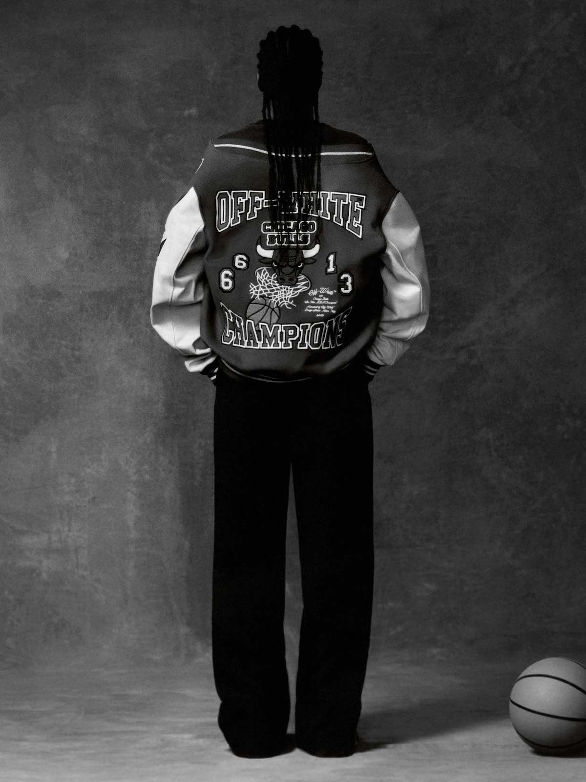 Luka Sabbat wearing Black and White Varsity Jacket, Black and