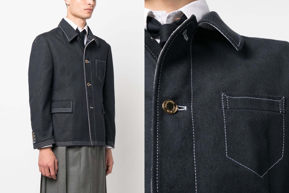 PAUSE or Skip: Thom Browne Contrast-Stitch Denim Jacket