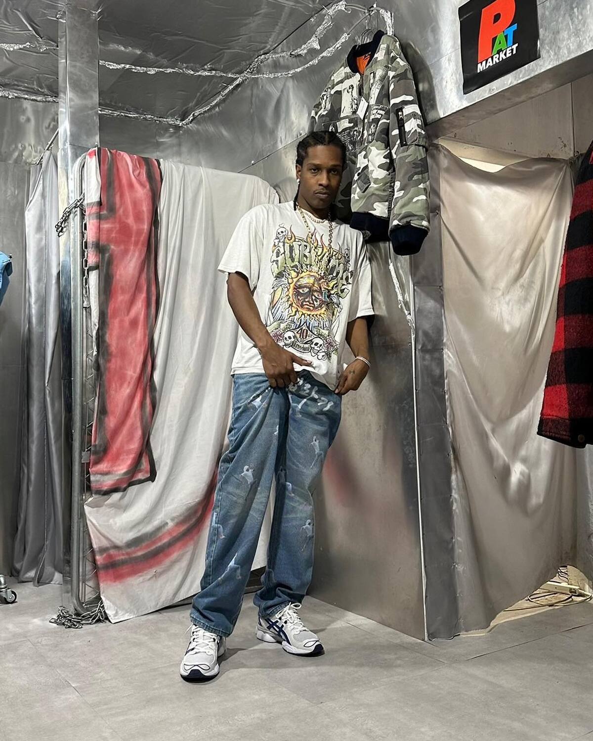 ASAP Rocky in Supreme x Louis Vuitton Unreleased Pants