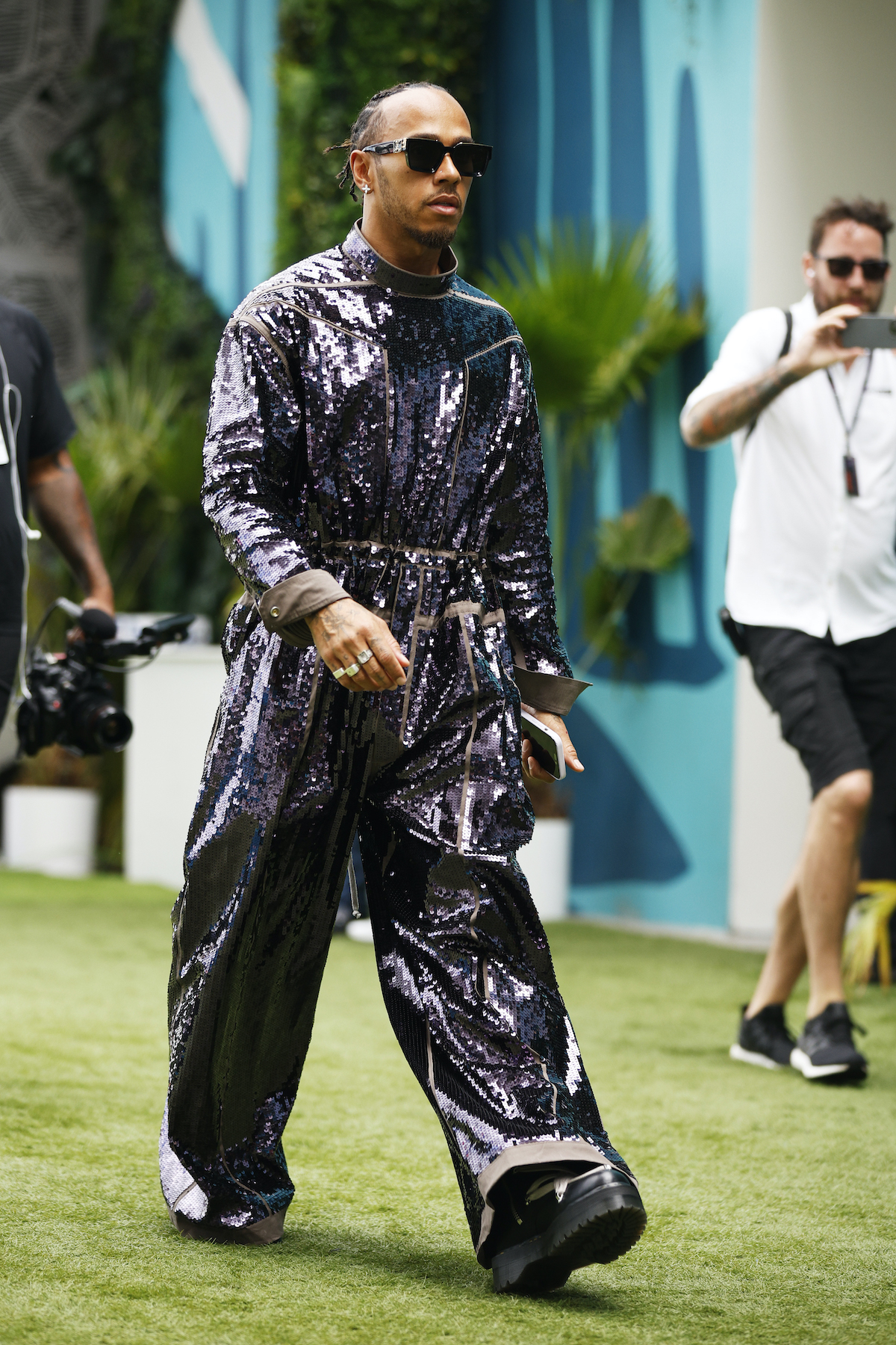 HAMILTON Lewis (gbr), Mercedes AMG F1 Team W14, portrait paddock, wearing a Louis  Vuitton outfit during the Formula 1 Crypto.com Miami Grand Prix 2023, 5th  round of the 2023 Formula One World