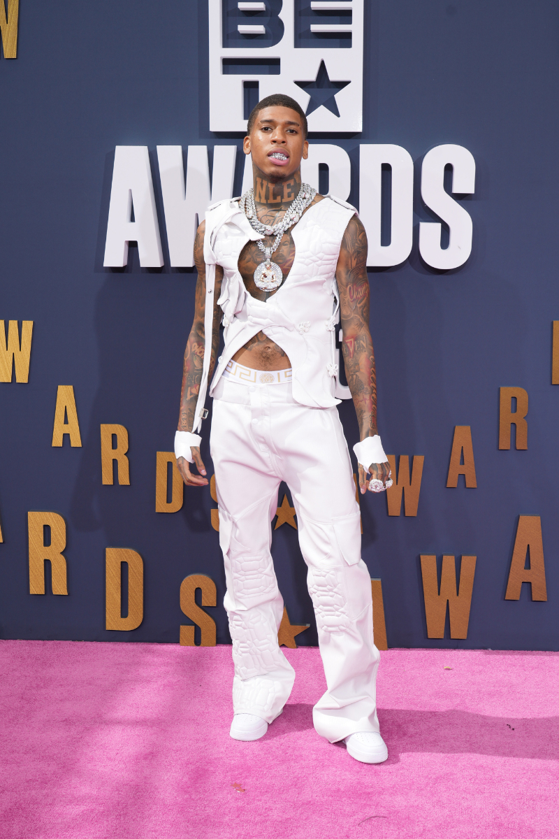 SPOTTED NLE Choppa Looks Angelic in White at the 2023 BET Awards