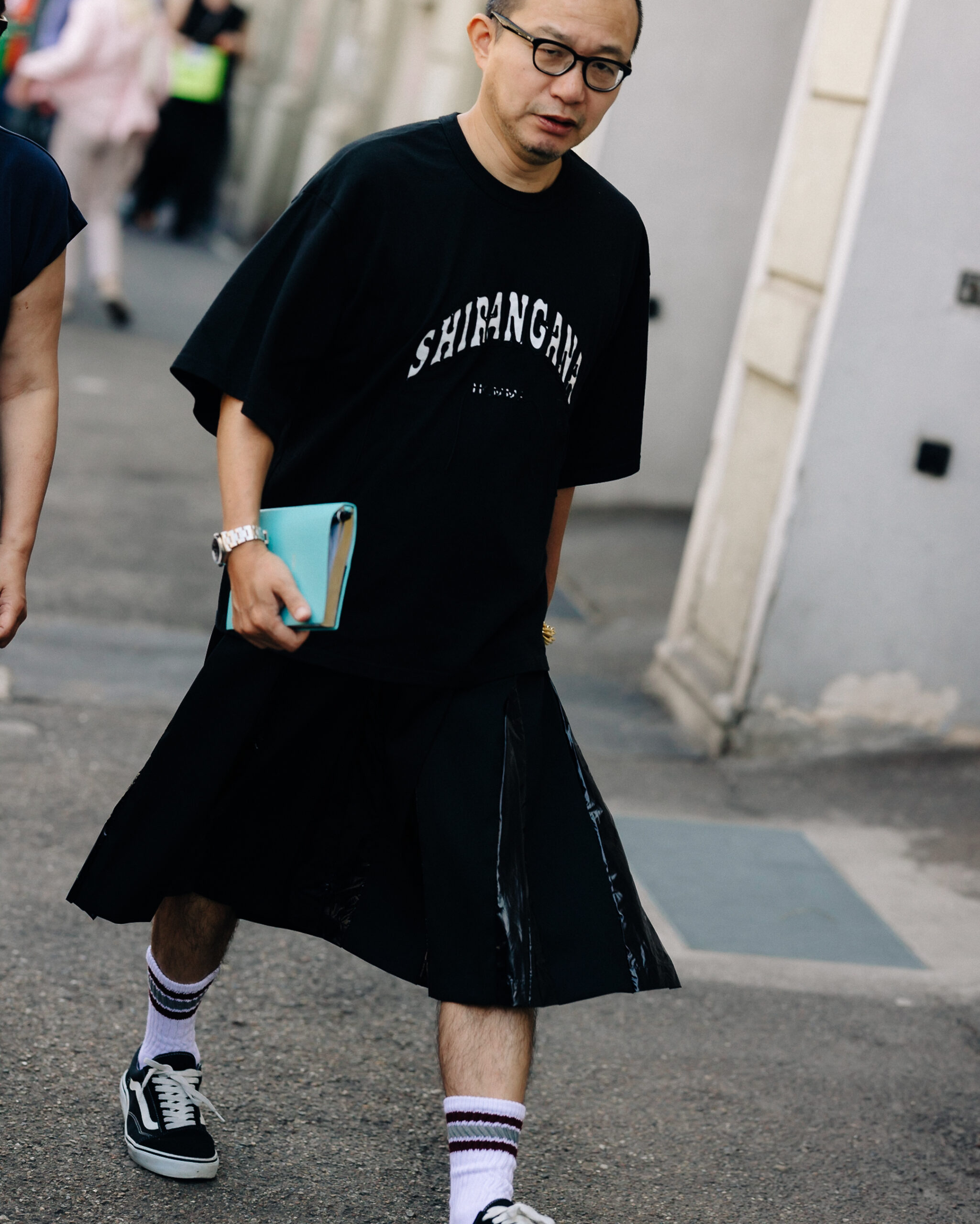 Man with Supreme T-shirt and Blue Shirt before Prada Fashion Show, Milan Fashion  Week Street Style on June 17, Editorial Photography - Image of blond, june:  194548802
