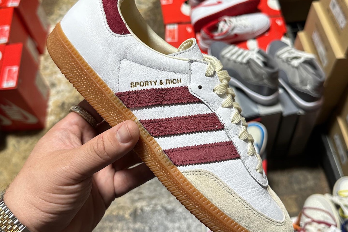 First Look at New Sporty & Rich x adidas Samba ‘White/Burgundy’ – PAUSE ...