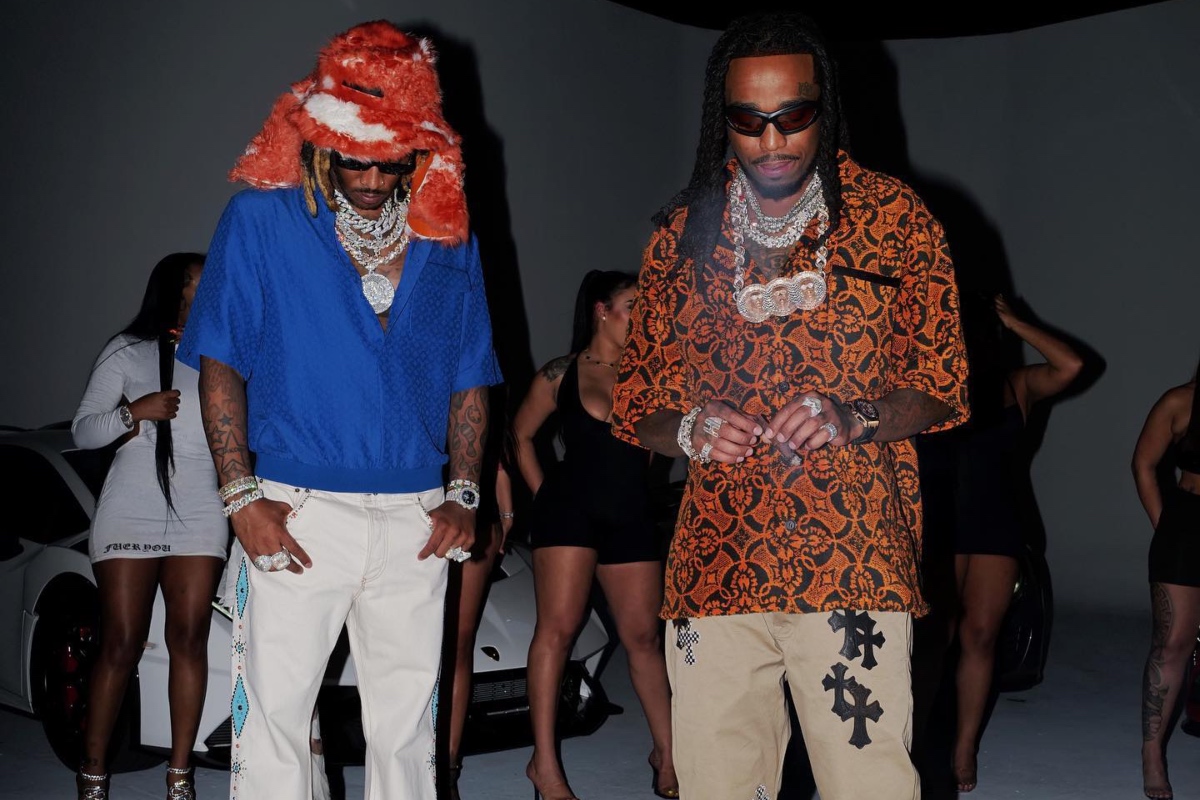 SPOTTED: Future & Quavo Link Up for New Music Video Wearing Marni, Louis Vuitton, Marine Serre & more