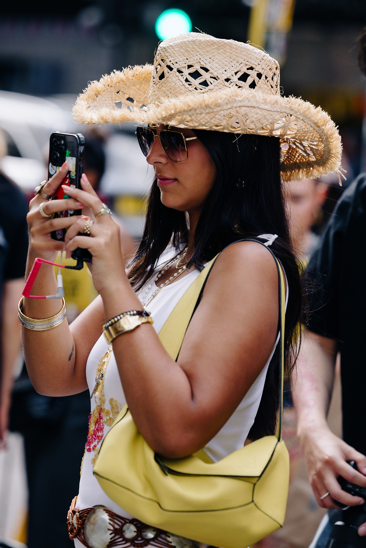 LONDON - 15 SEPTEMBER, 2017: Mid section detail of woman wearing Prada  clothes and handbag standing outside Somerset House, Day 1, London Fashion  Week. stock photo - OFFSET