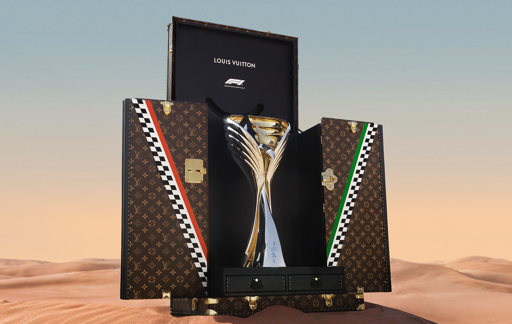 Louis Vuitton Showcases All 24 Formula 1 Trophy Trunks in Abu Dhabi